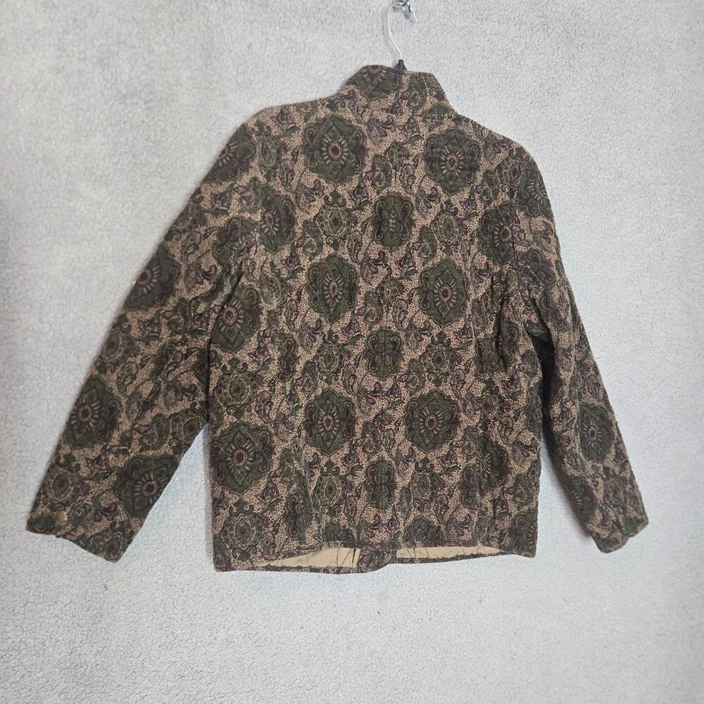 Charter Club Quilted Corduroy Jacket Womens XL Green Paisley Snap Front Coat - Picture 8 of 8